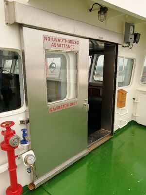 Sound-Reducing Stainless Steel Wheelhouse Sliding Door | Manual Weathertight Marine Bridge Door (CBM 2055-82)