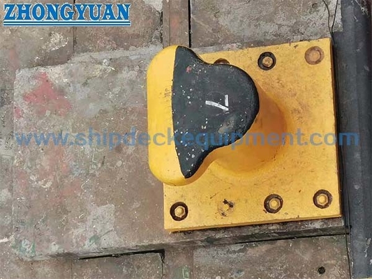 Square Base Casting Steel Curved Type Bollard With Anchorage Ship Mooring Equipment
