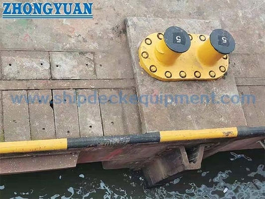 Casting Steel Bolted Anchorage Double Bitt Dock Inclined Bollard Ship Mooring Equipment