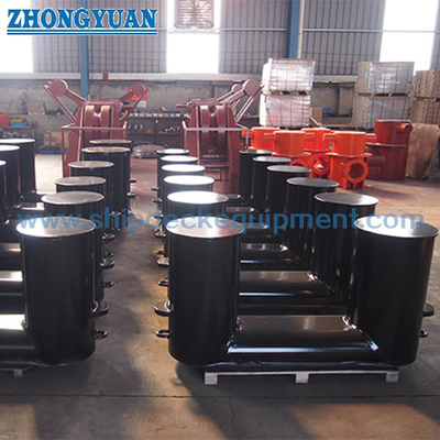GB 556 Fabricated Welded Inclined Double Bitts Bollard With Plate Base Ship Mooring Equipment