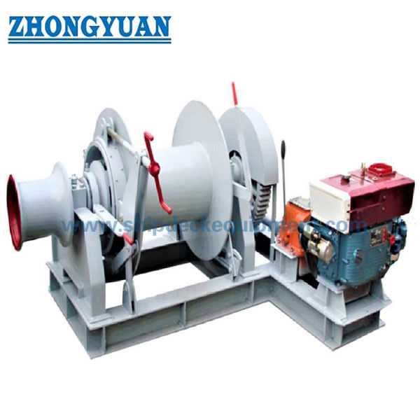 16–150 kN Diesel Engine Driven Marine Winch | Single Drum Wire Rope Deck Winch