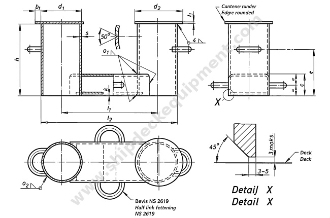 Load Line Inspection NS 2584 Double Bitt Bollard for Ship Mooring and Towing | Welded Steel ...